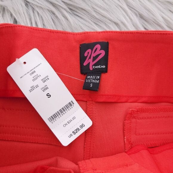 2B Bebe Womens Size Small Solid Red/Orange Shorts - Picture 4 of 5